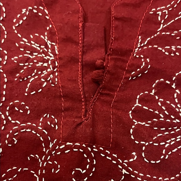 Embroidered Maroon Tunic Top - Picture 3 of 4